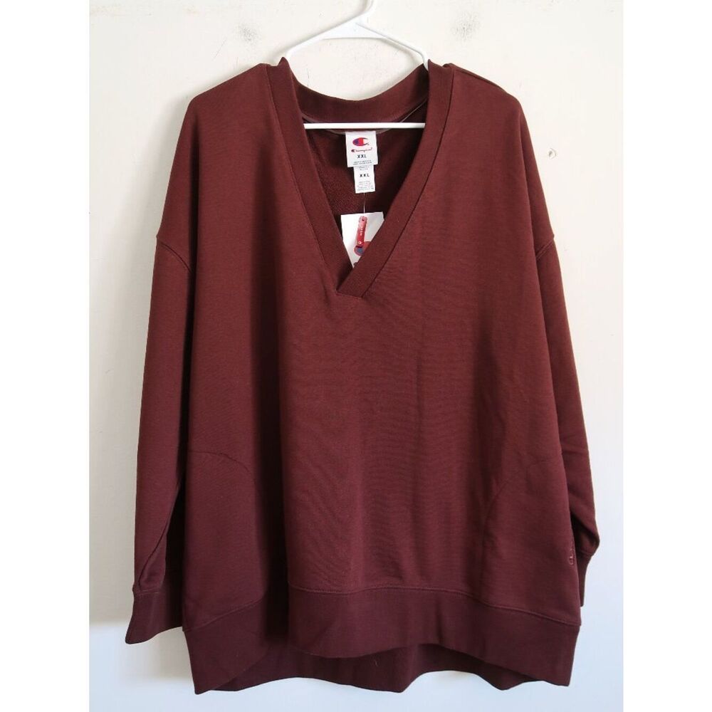 NWT Champion Maroon Pullover V-Neck Sweatshirt - Size XXL
